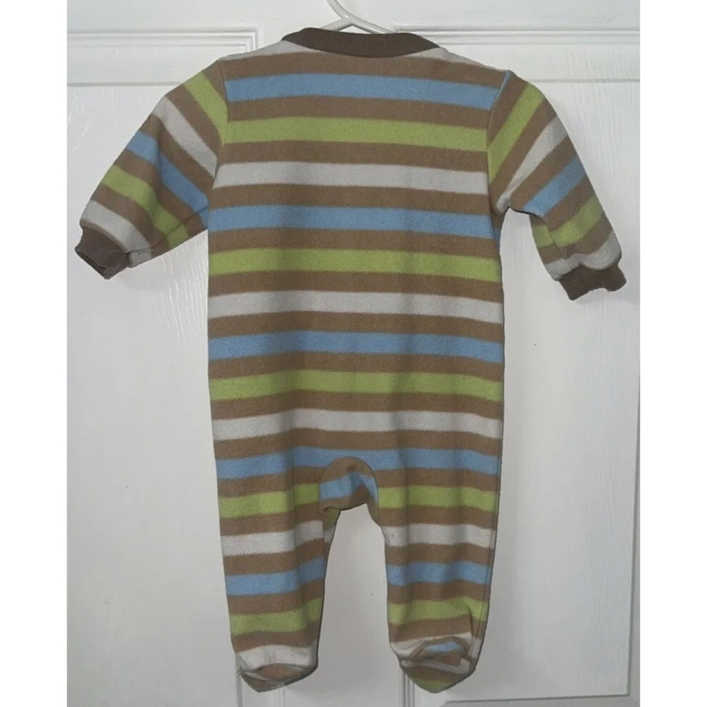 Child Of Mine By Carters Striped Bear Size 0-3 Month Zip upFooted Pajamas - Picture 5 of 5